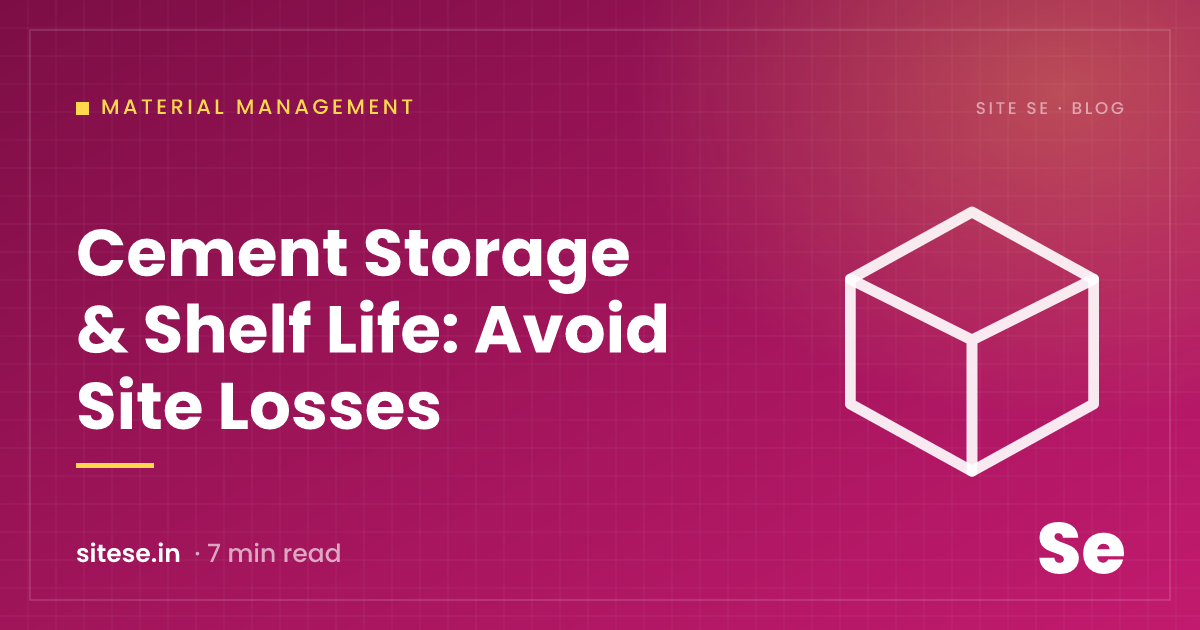 Cement Storage & Shelf Life: Avoid Site Losses — Material Management guide cover, Site Se