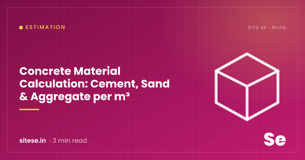 Concrete Material Calculation: Cement, Sand & Aggregate per m³ — Estimation guide cover, Site Se