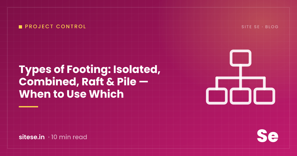 Types of Footing: Isolated, Combined, Raft & Pile — When to Use Which — Project Control guide cover, Site Se