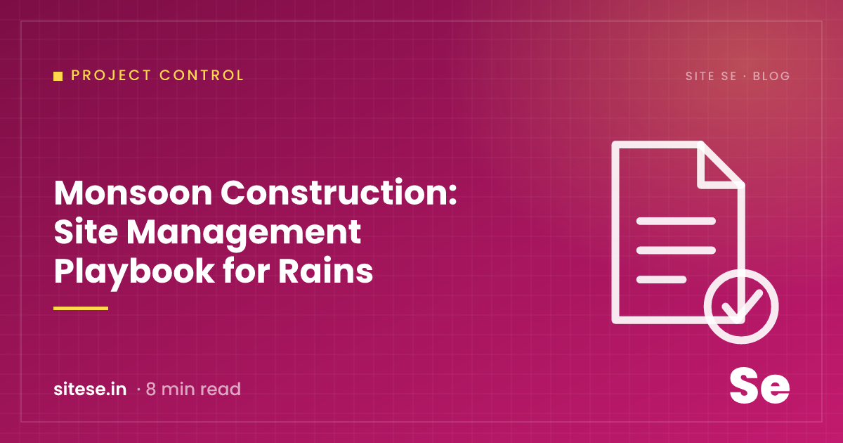 Monsoon Construction: Site Management Playbook for Rains — Project Control guide cover, Site Se